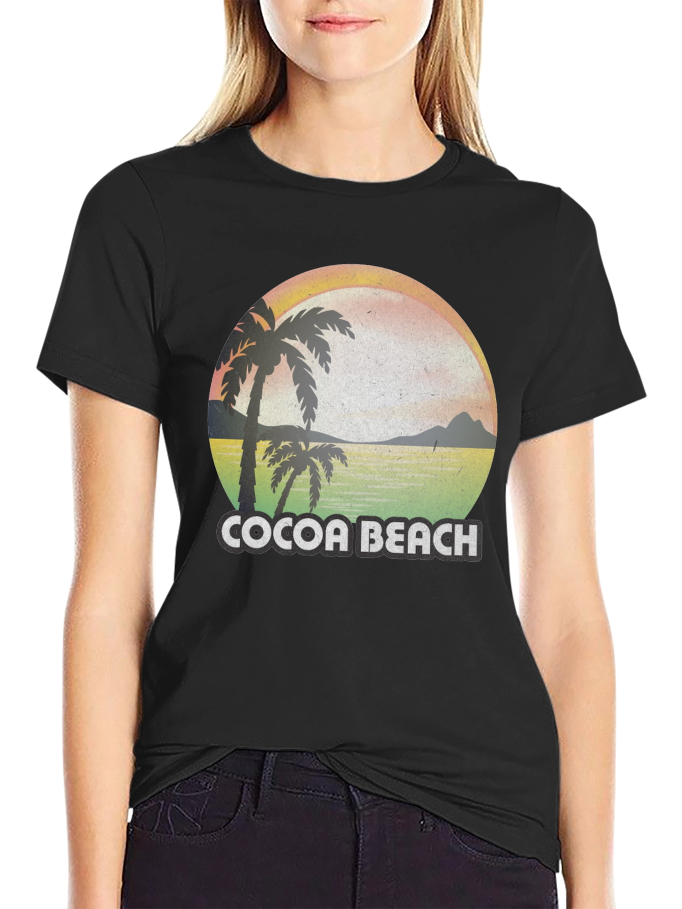 Cocoa Beach T-Shirt - Retro Palm Tree Design