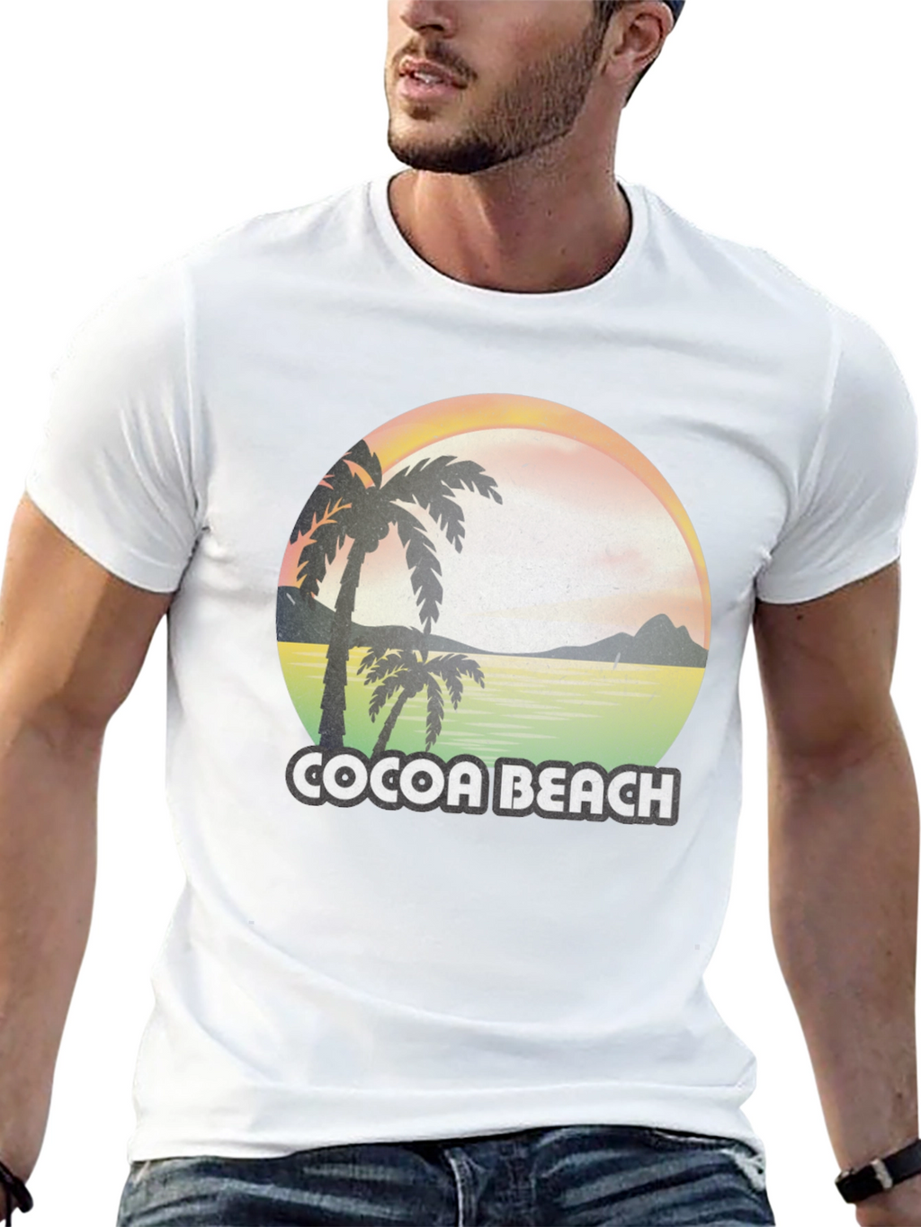 Cocoa Beach T-Shirt - Retro Palm Tree Design