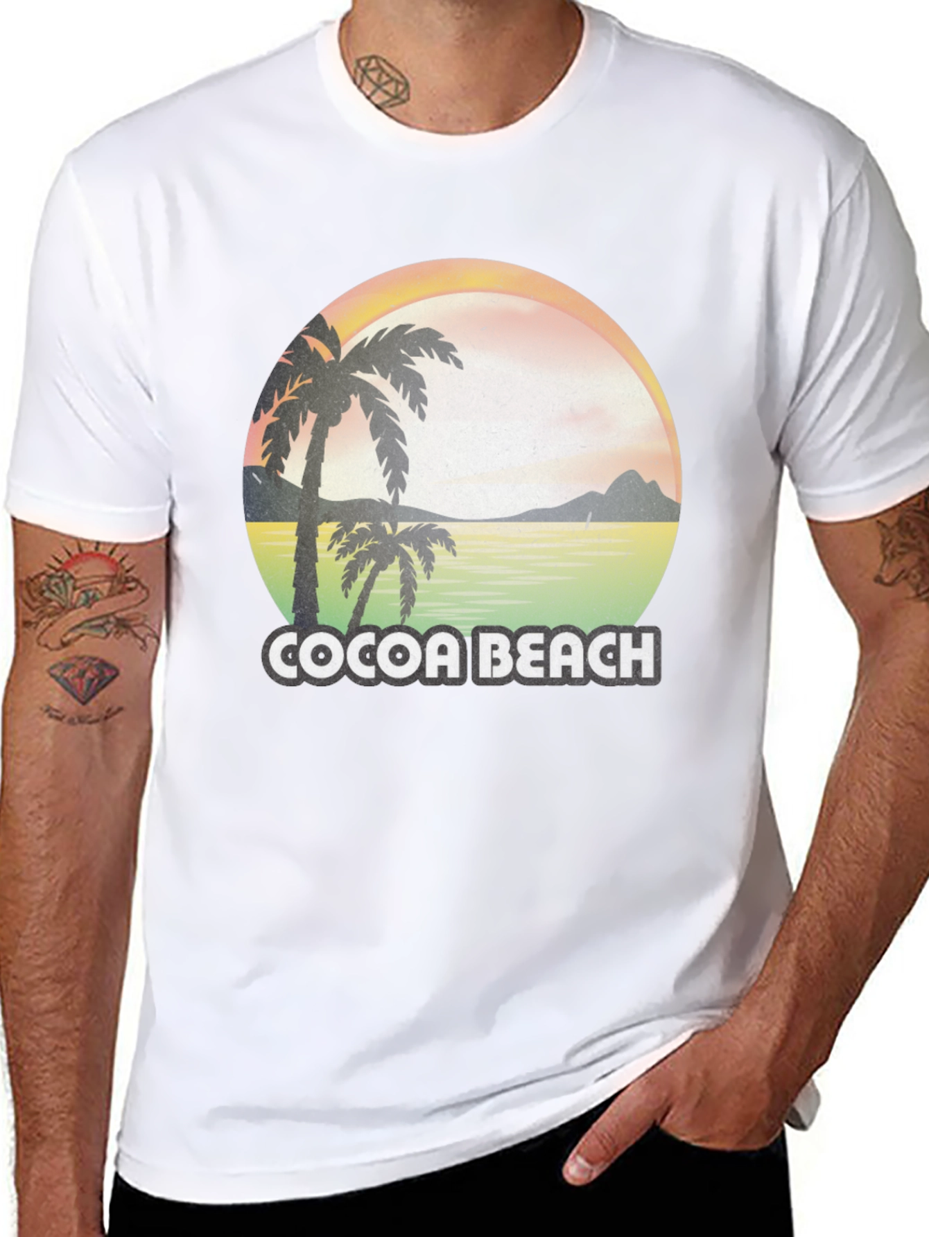 Cocoa Beach T-Shirt - Retro Palm Tree Design