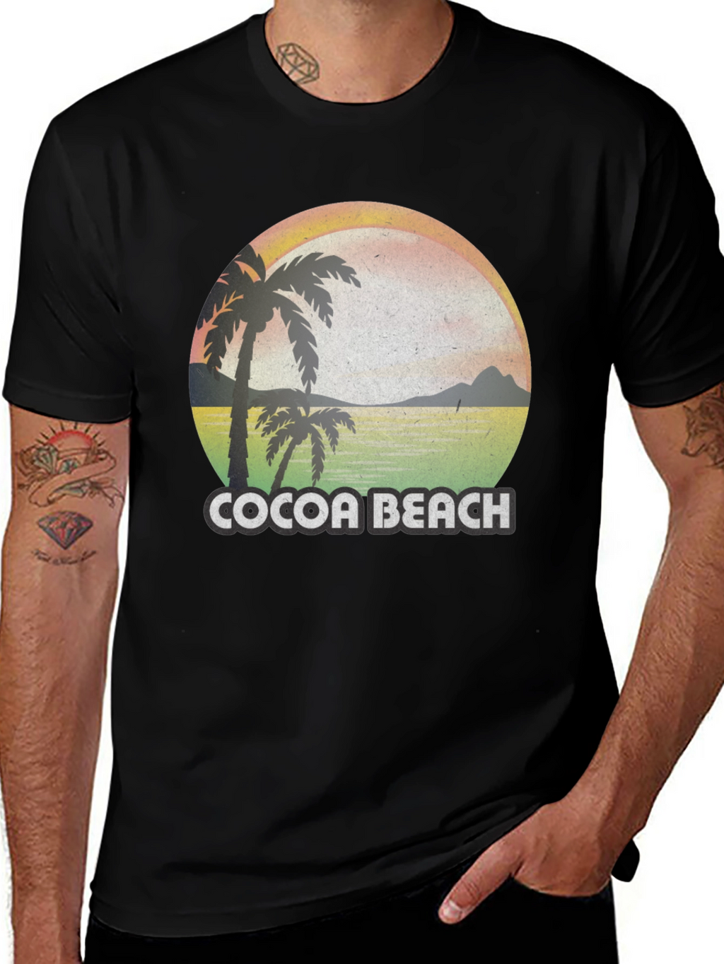 Cocoa Beach T-Shirt - Retro Palm Tree Design