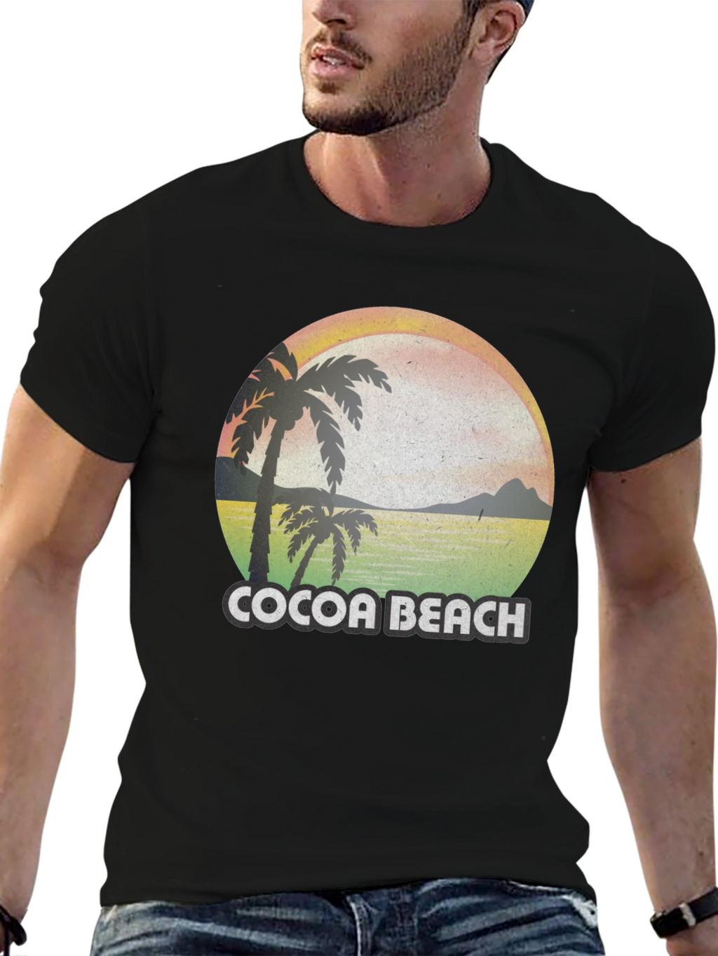 Cocoa Beach T-Shirt - Retro Palm Tree Design