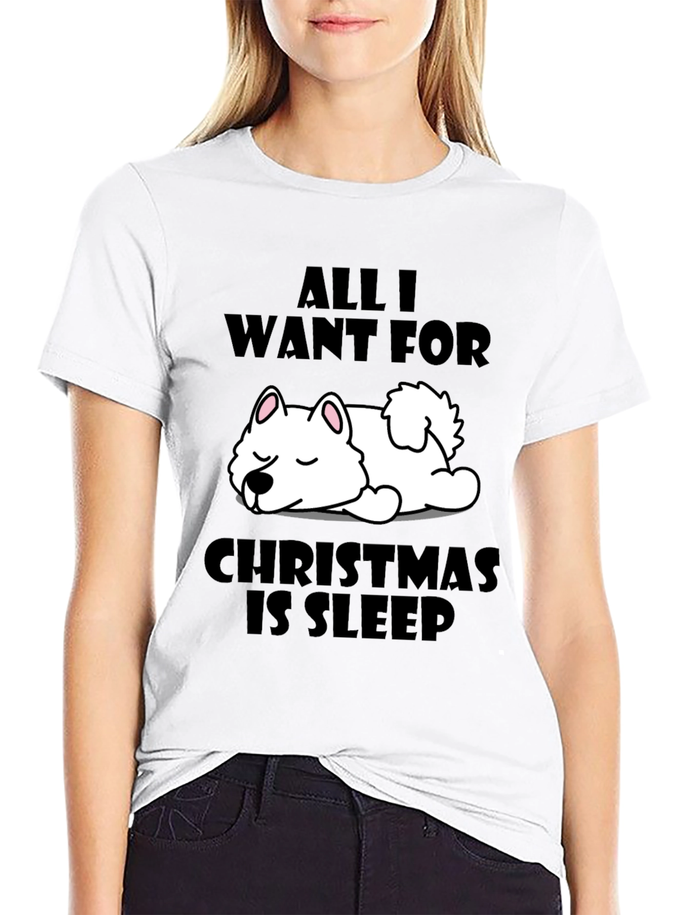 All I Want for Christmas Sleep Dog Graphic Tee