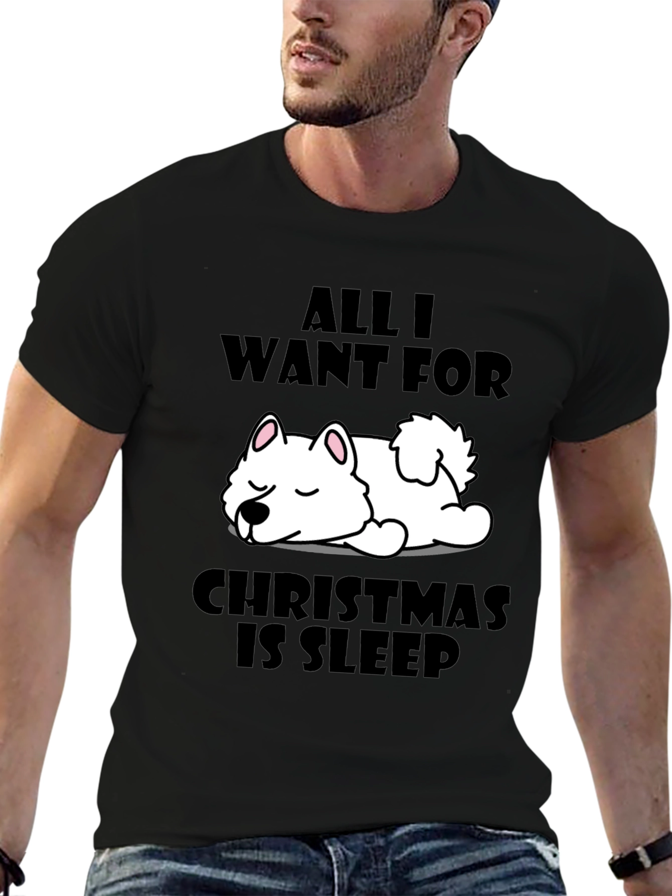 All I Want for Christmas Sleep Dog Graphic Tee