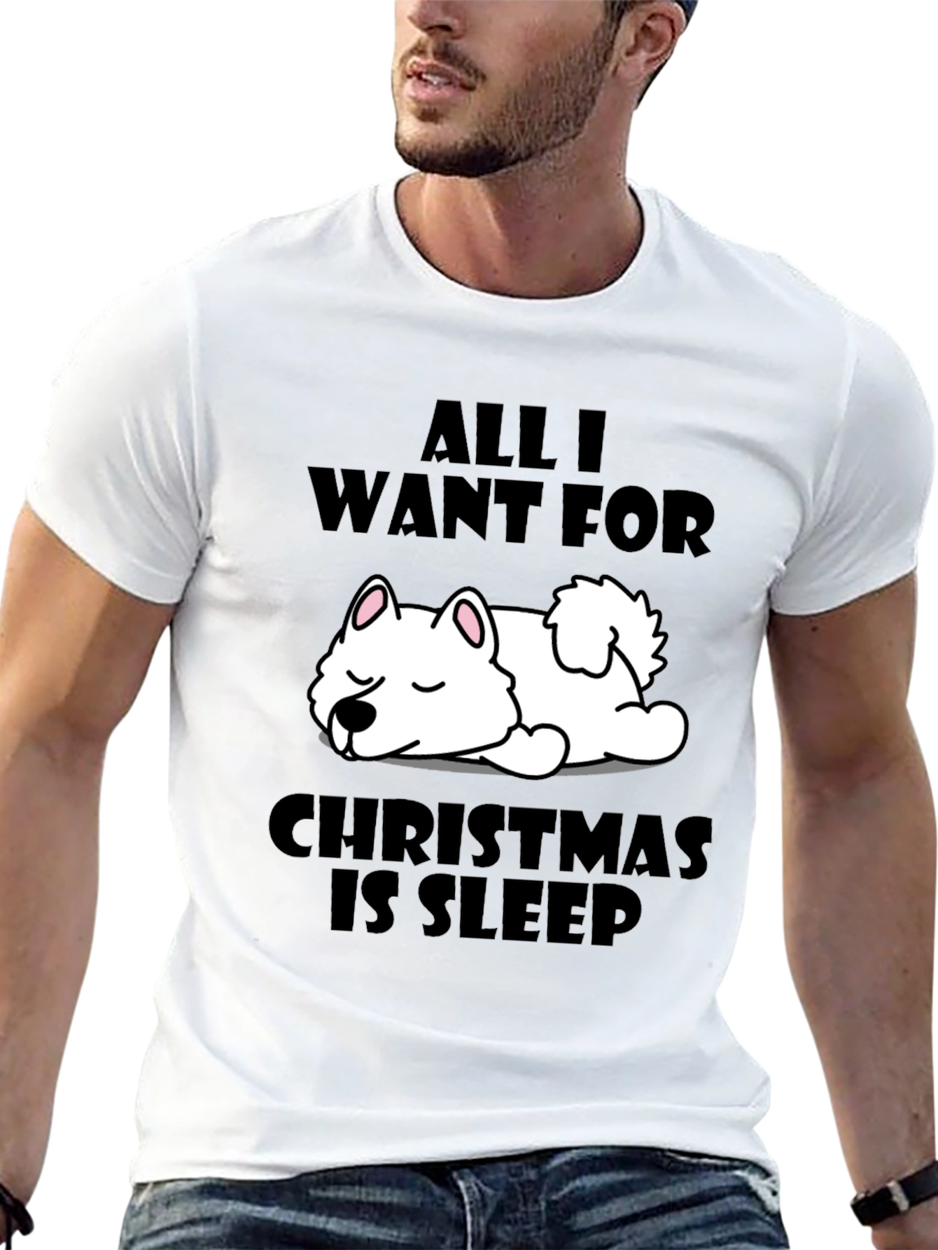 All I Want for Christmas Sleep Dog Graphic Tee