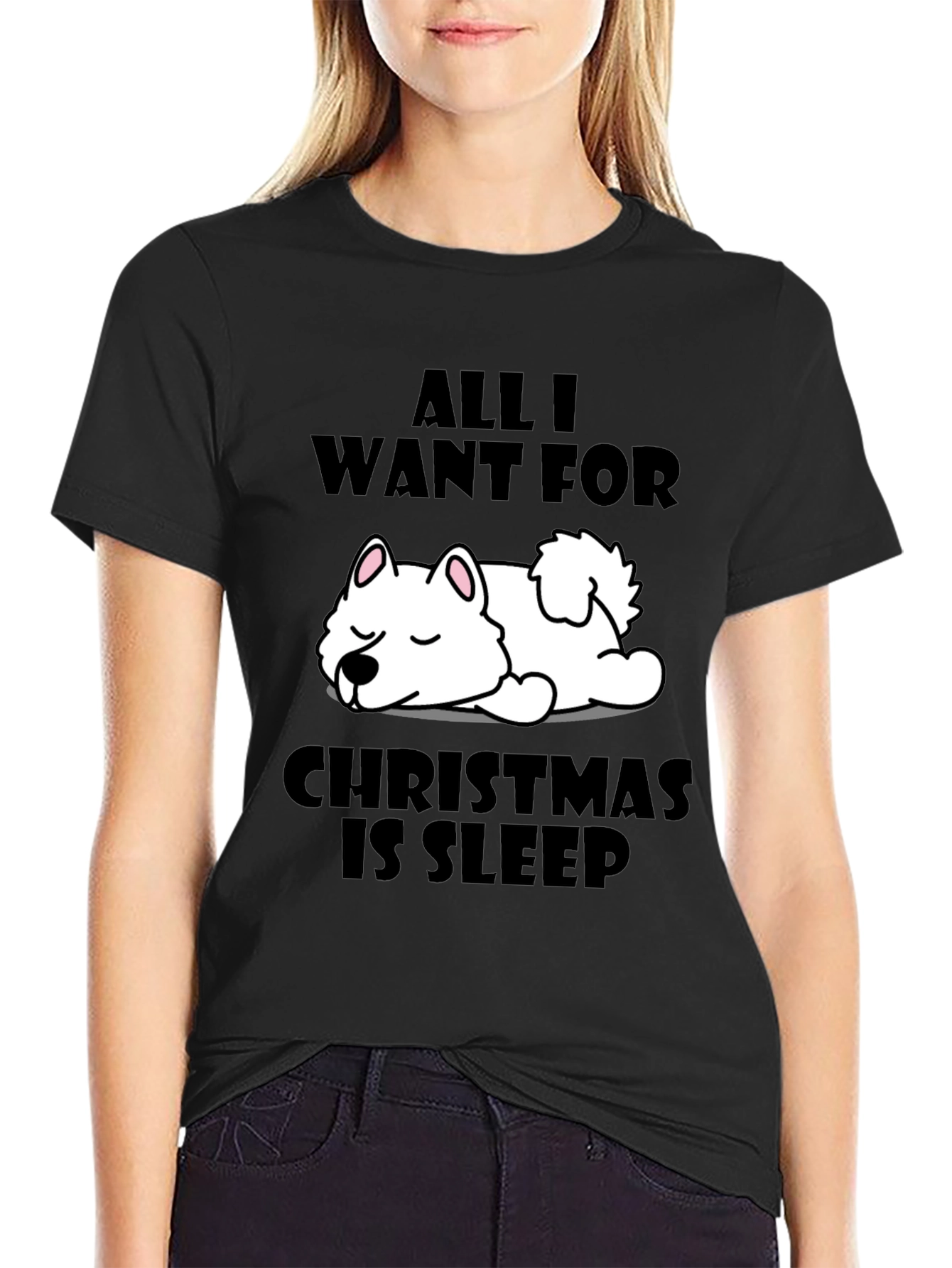 All I Want for Christmas Sleep Dog Graphic Tee