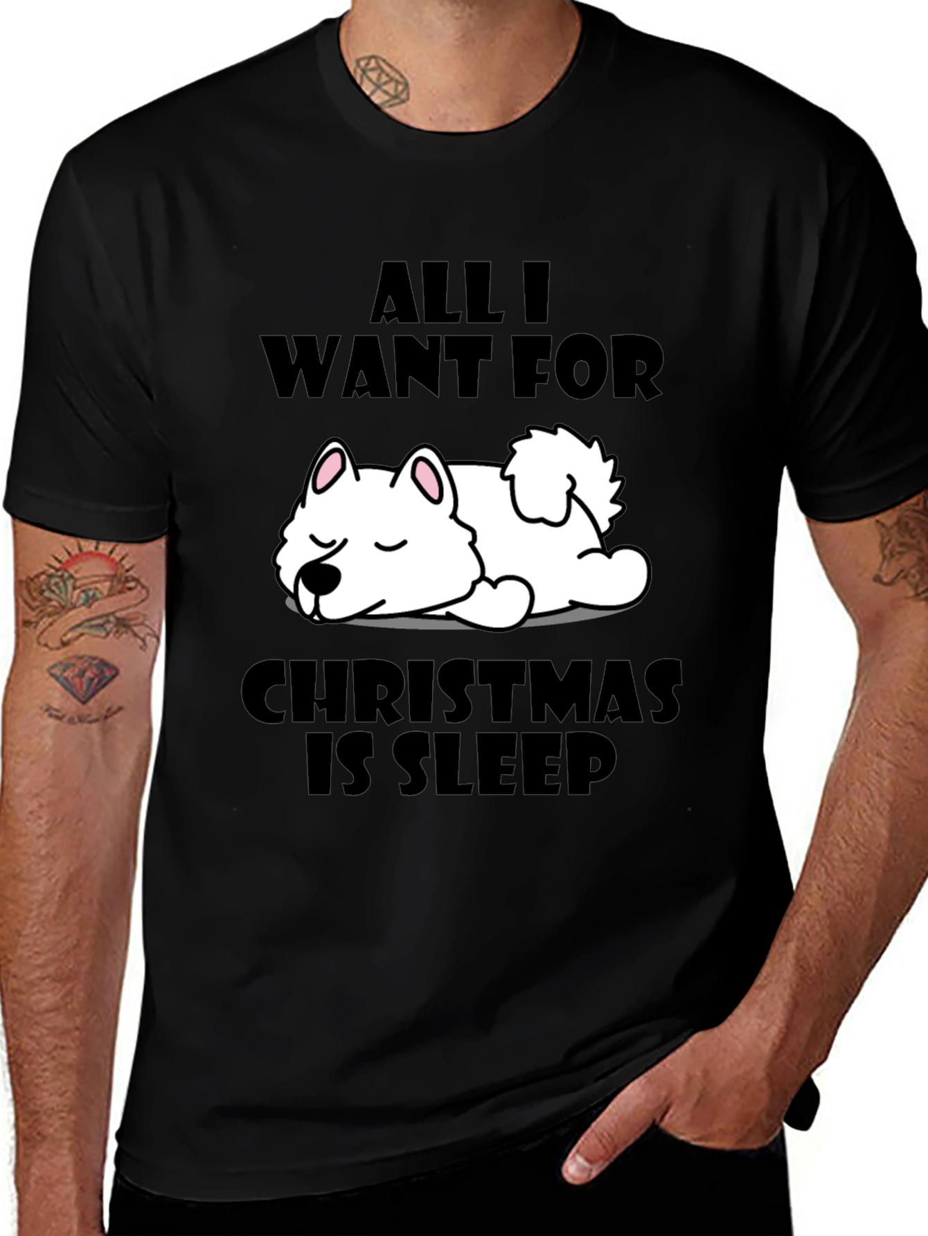 All I Want for Christmas Sleep Dog Graphic Tee