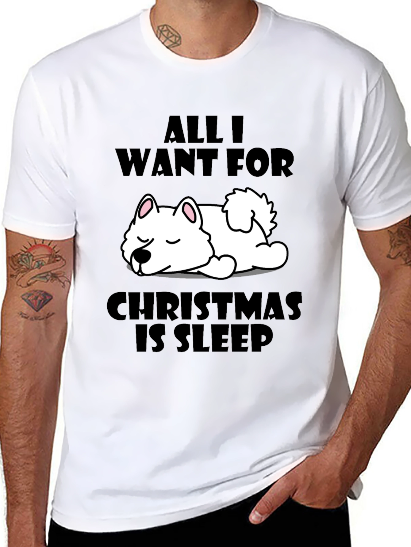 All I Want for Christmas Sleep Dog Graphic Tee