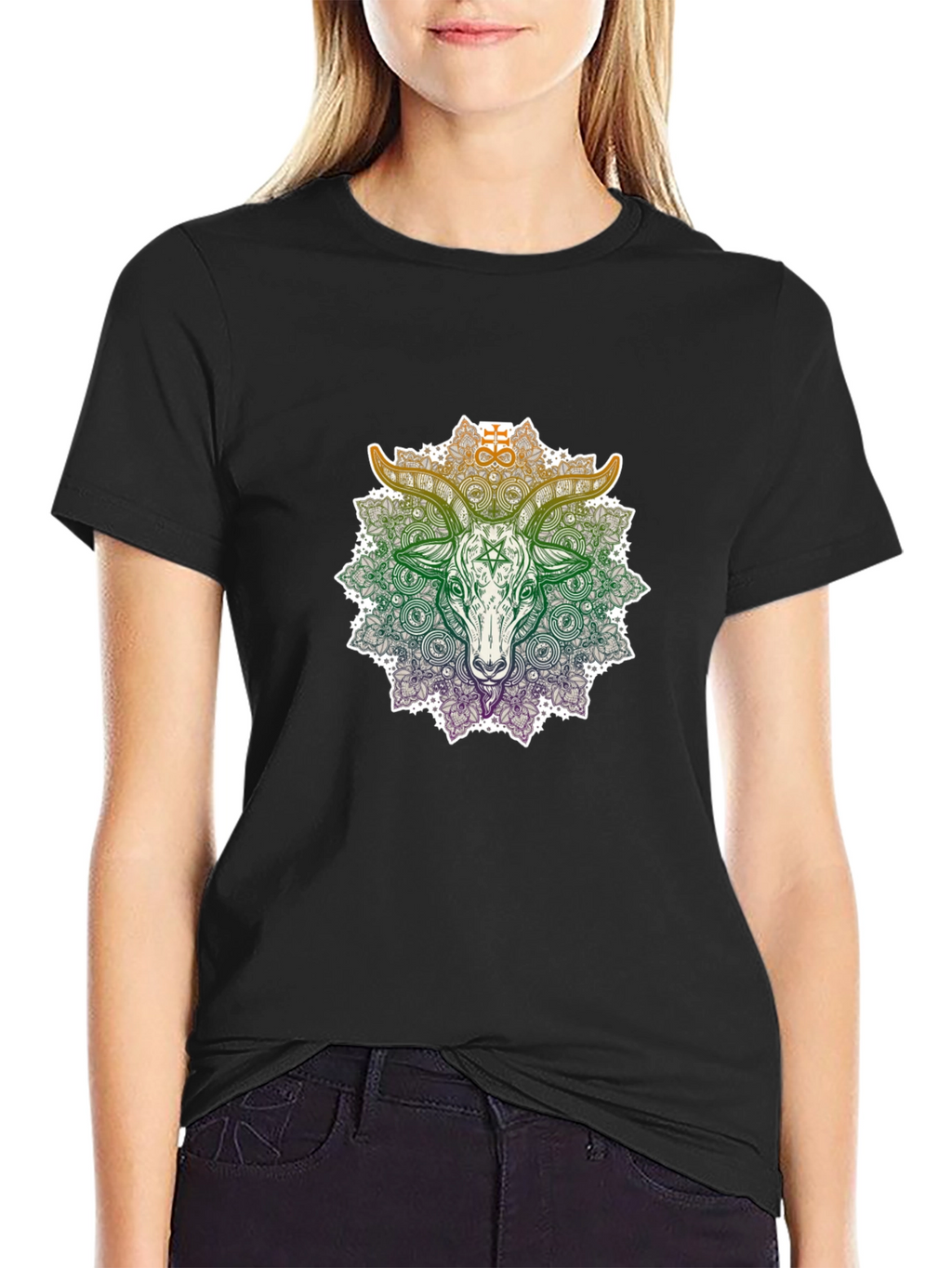 Occult Goat Mandala Graphic T-Shirt