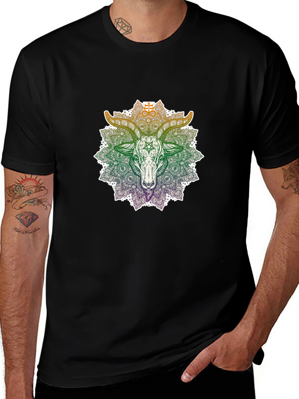 Occult Goat Mandala Graphic T-Shirt