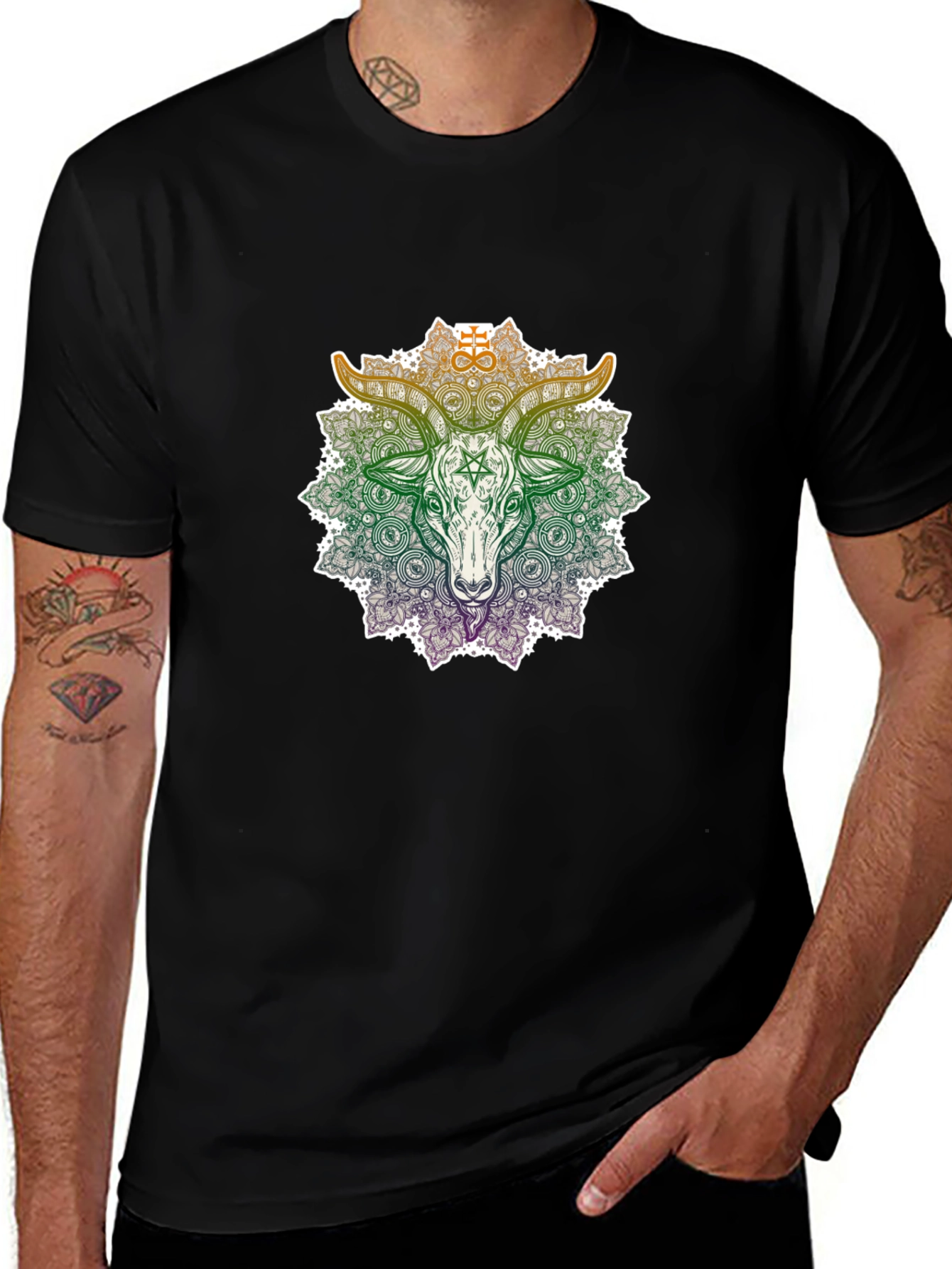 Occult Goat Mandala Graphic T-Shirt