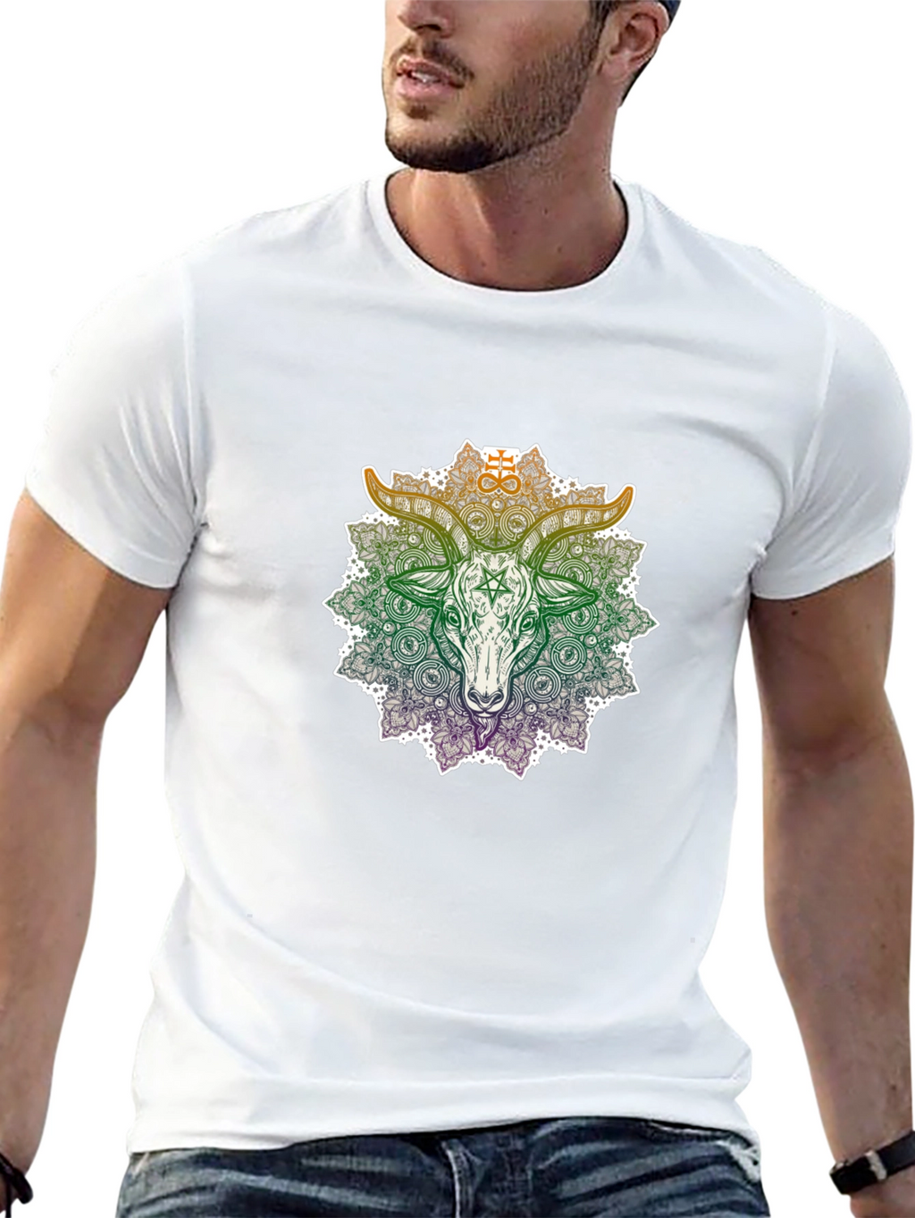Occult Goat Mandala Graphic T-Shirt