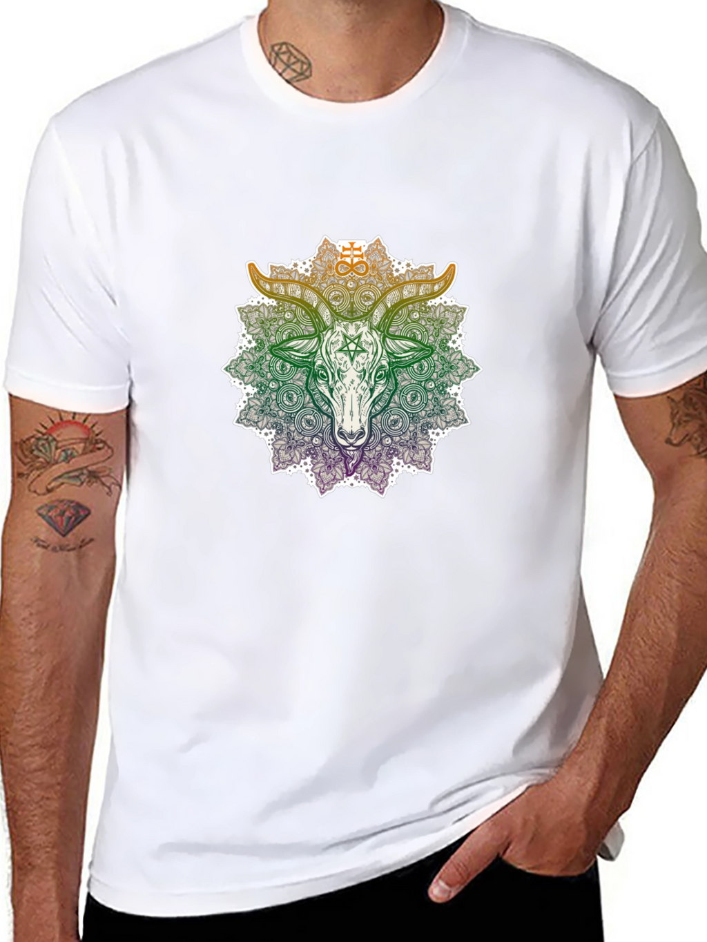 Occult Goat Mandala Graphic T-Shirt