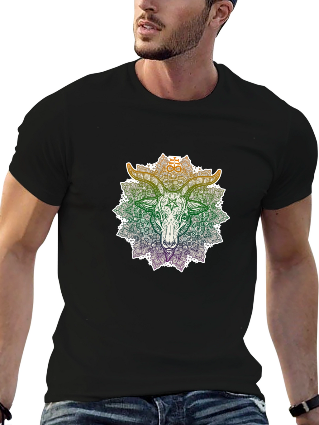 Occult Goat Mandala Graphic T-Shirt