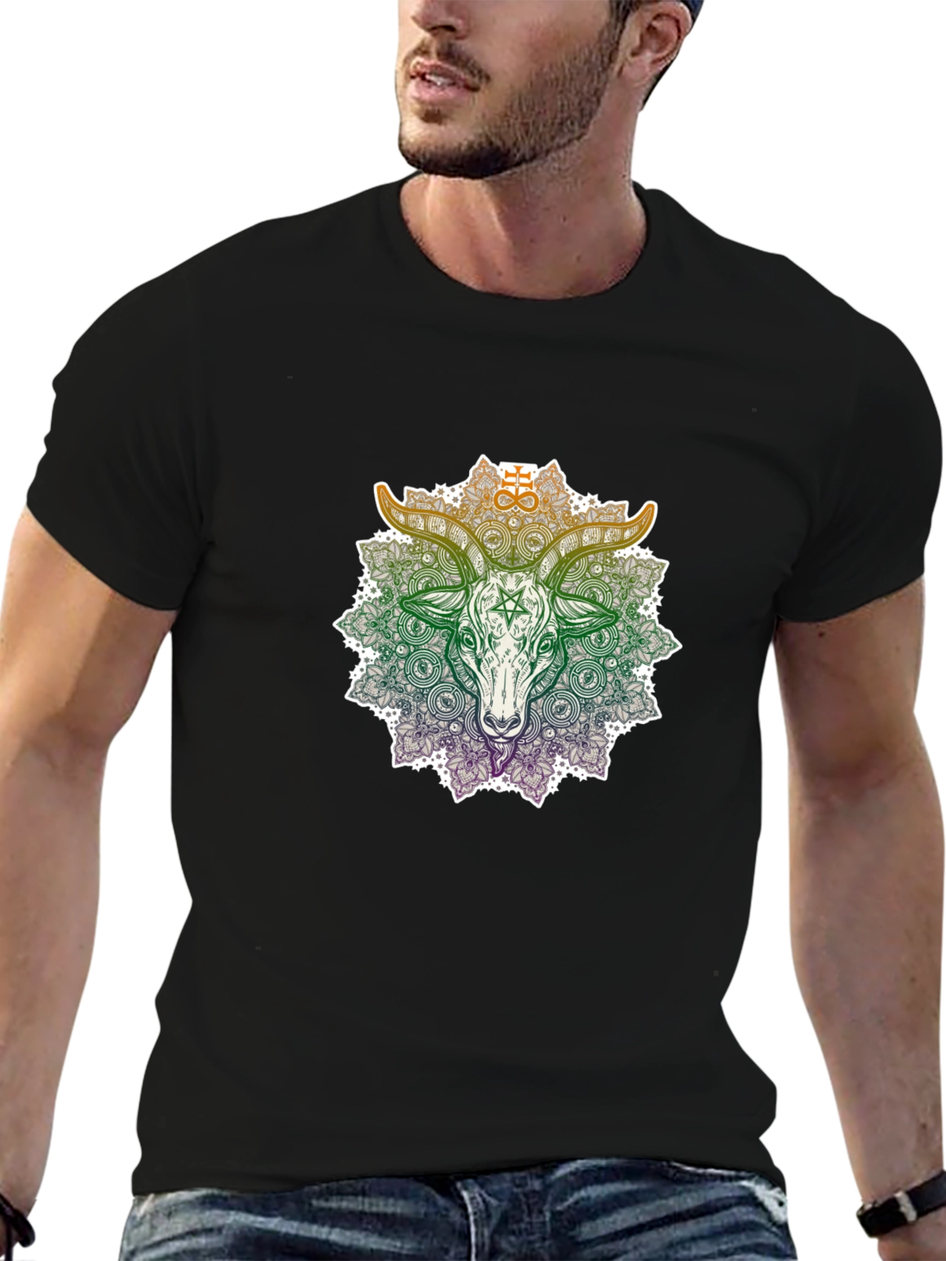Occult Goat Mandala Graphic T-Shirt