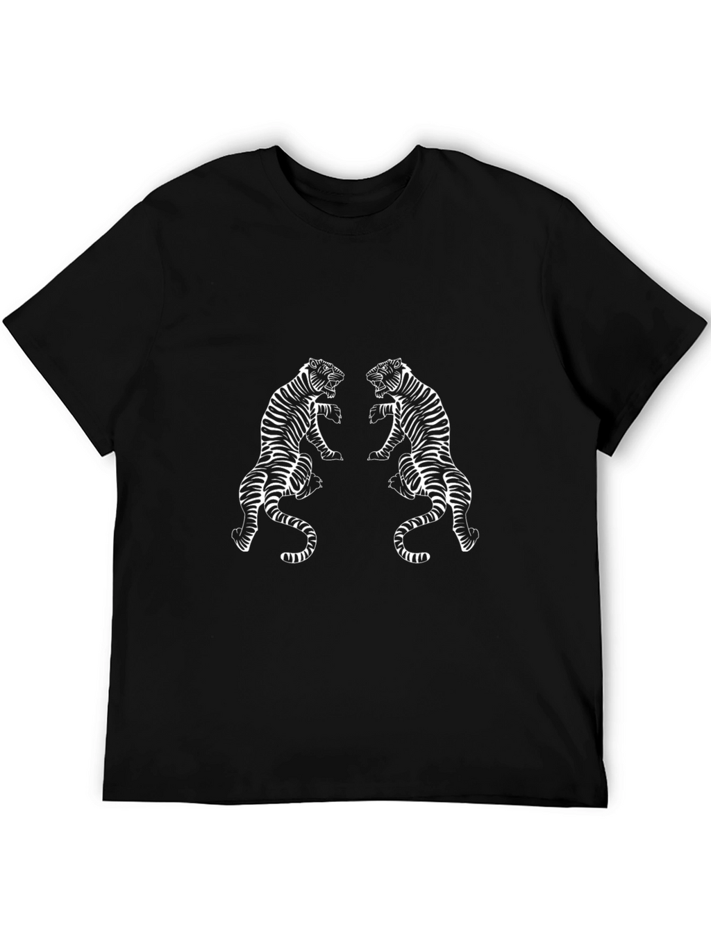 Black T-Shirt with Two Tigers