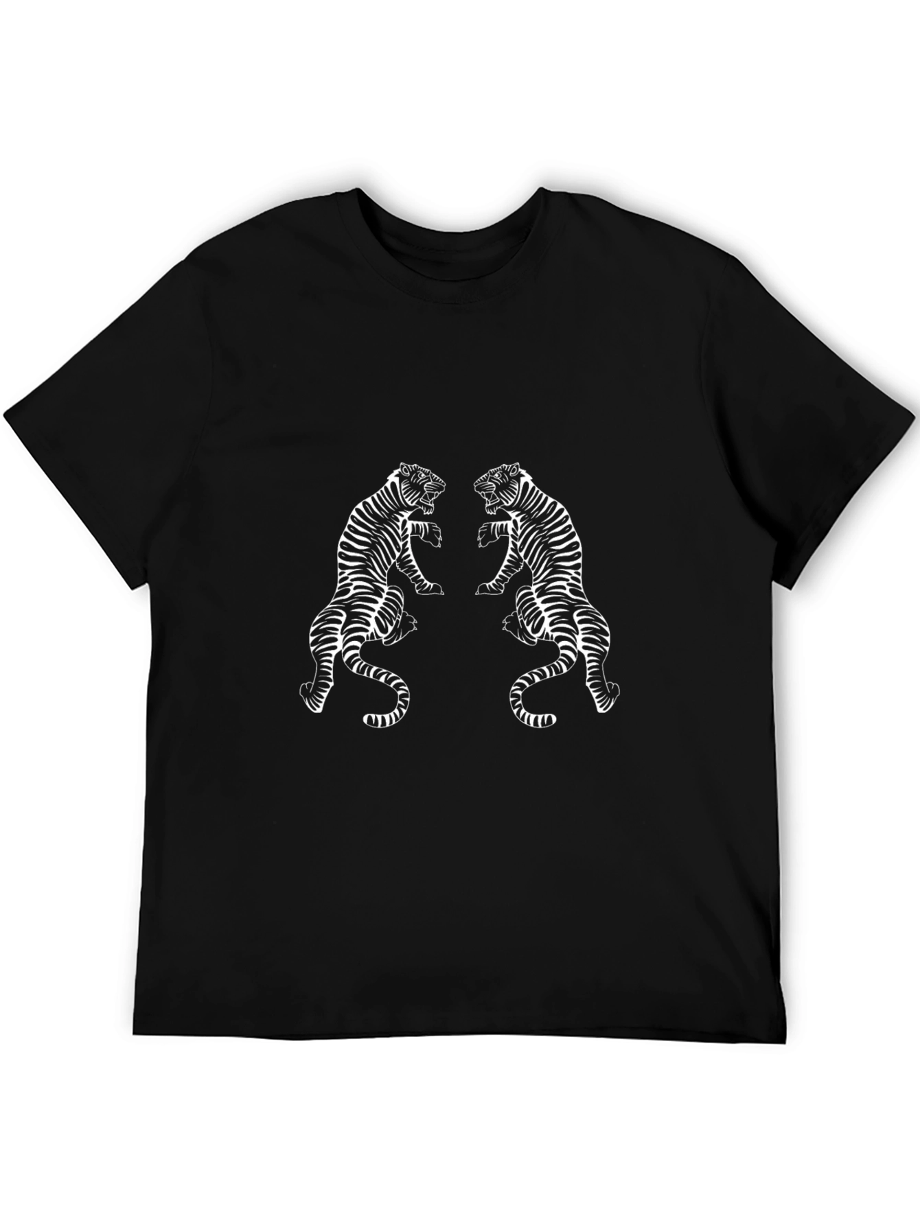 Black T-Shirt with Two Tigers