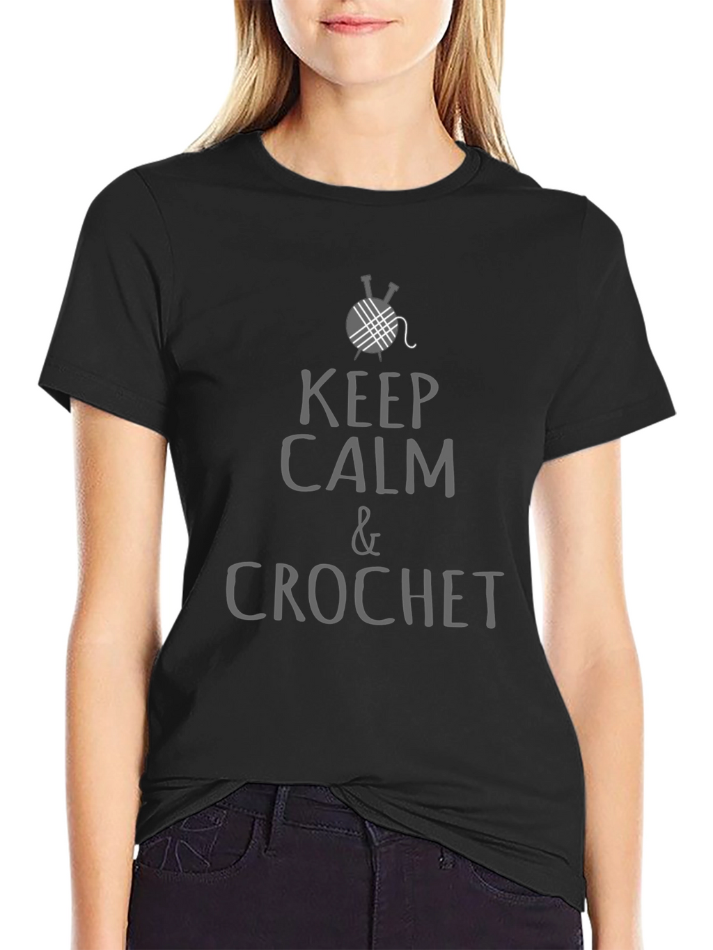 Keep Calm & Crochet T-Shirt - Black Cotton Tee