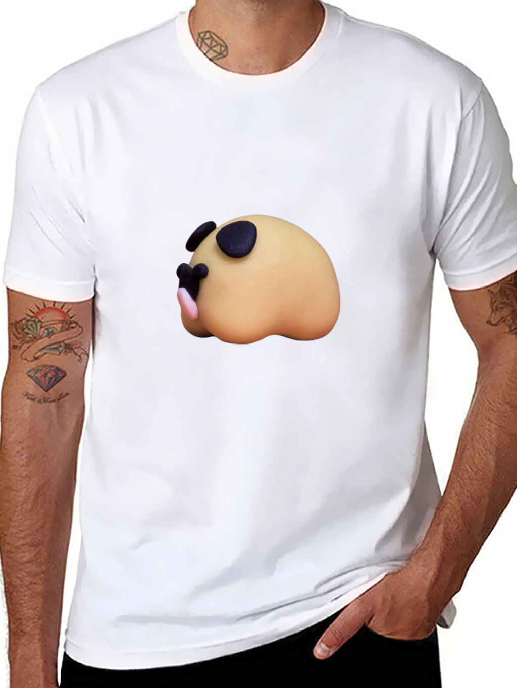Cartoon Sleeping Animal Black T-Shirt