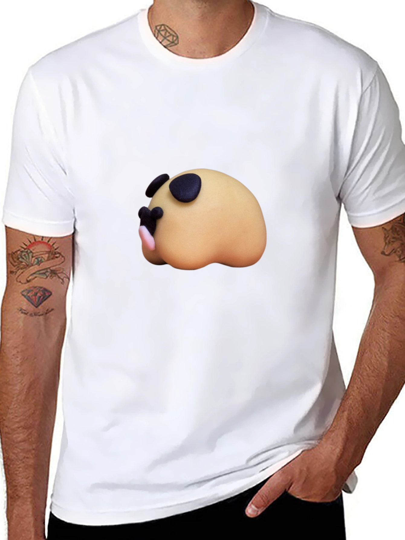 Cartoon Sleeping Animal Black T-Shirt