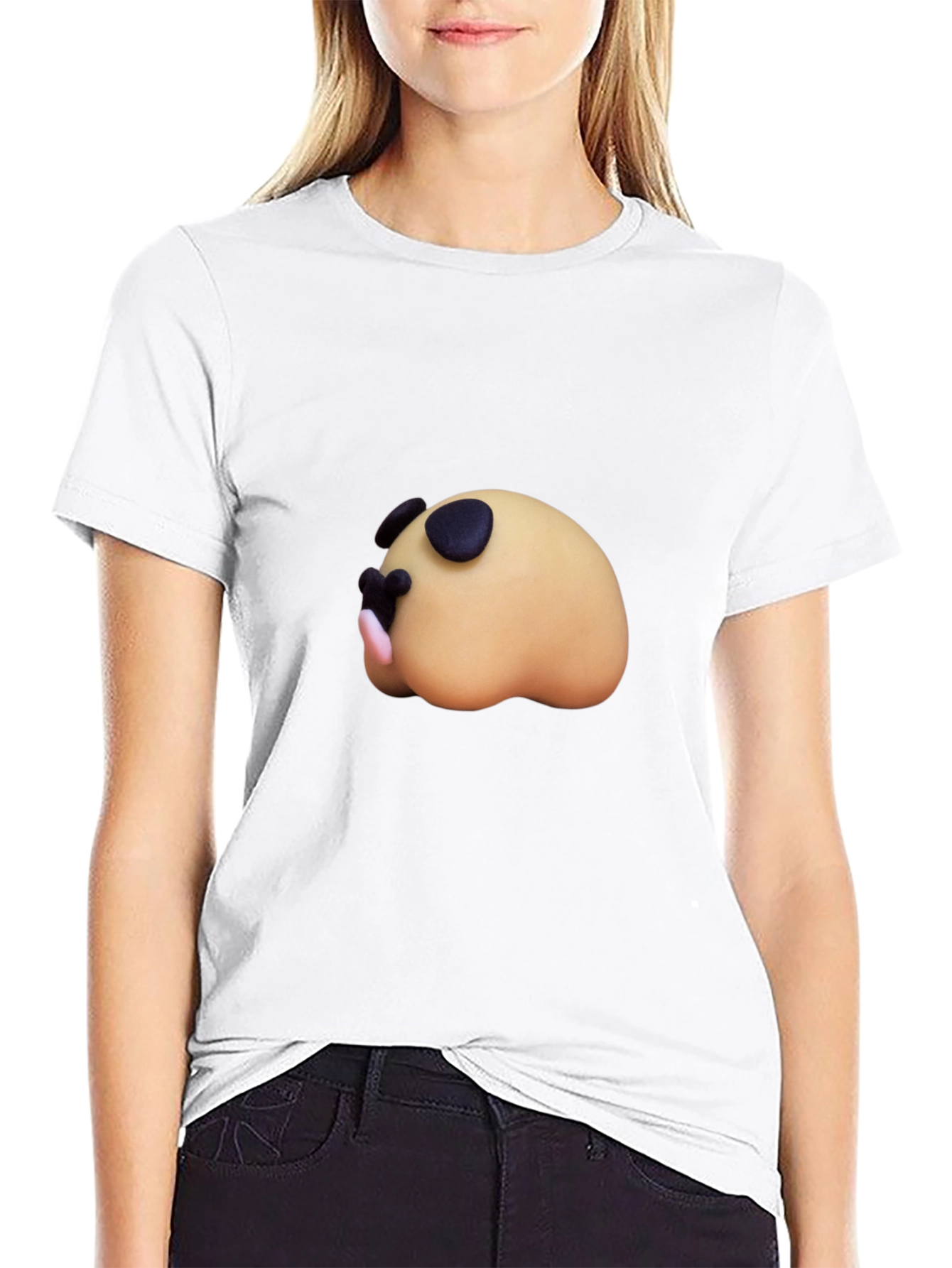 Cartoon Sleeping Animal Black T-Shirt
