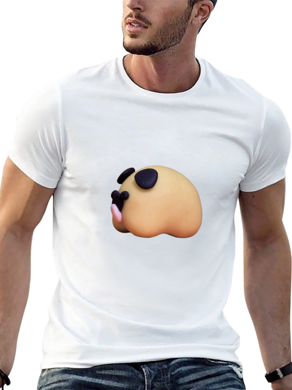 Cartoon Sleeping Animal Black T-Shirt