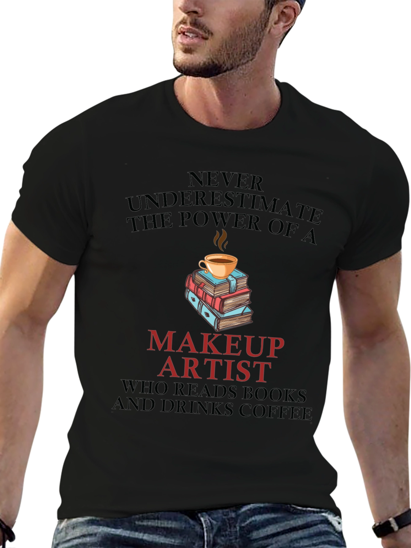 Makeup Artist Book & Coffee T-Shirt