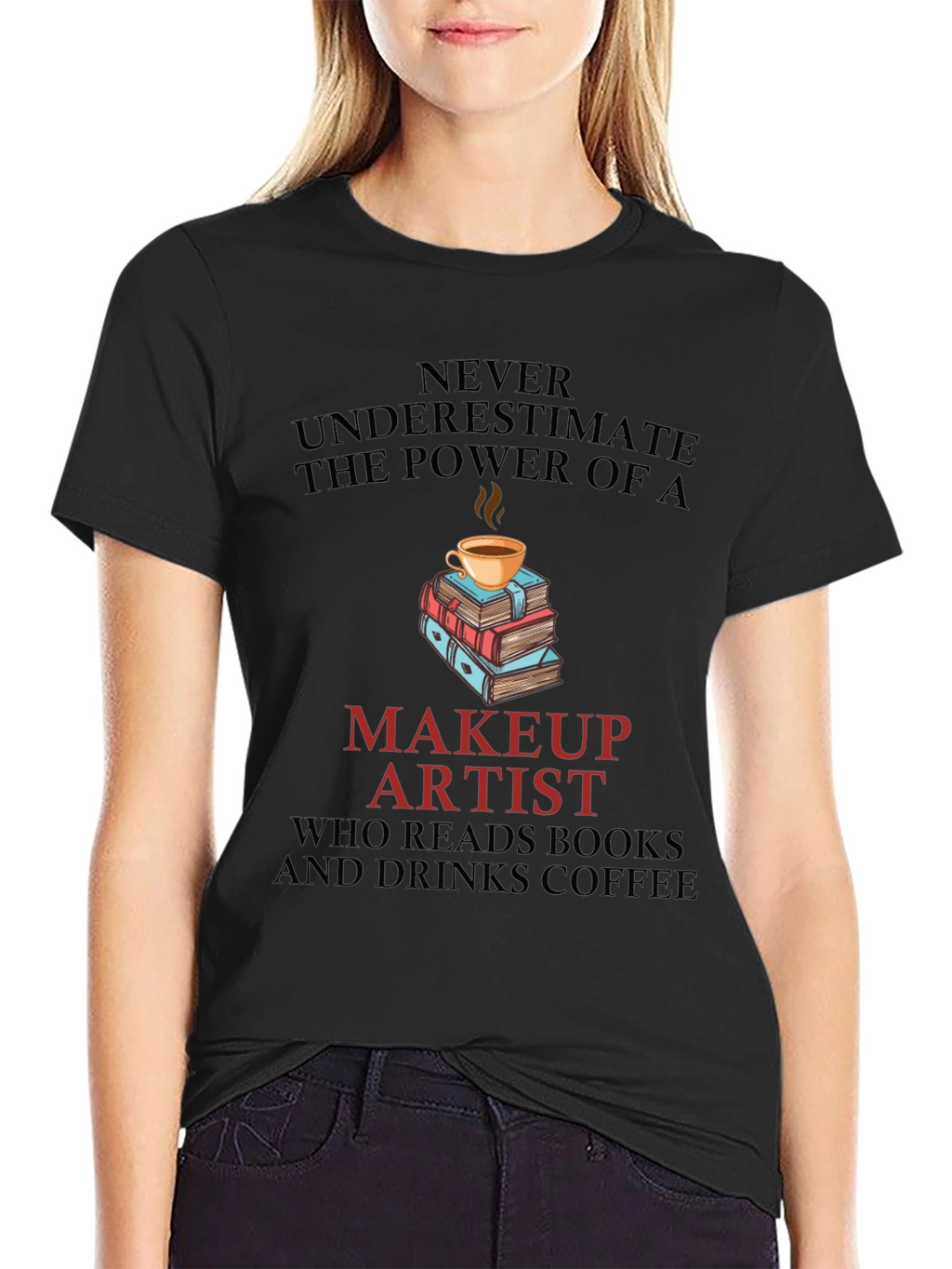 Makeup Artist Book & Coffee T-Shirt
