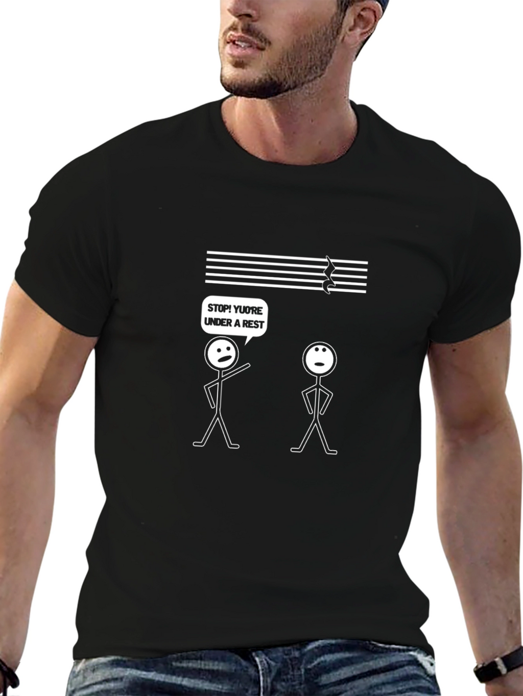 Funny Music Pun T-Shirt - Under a Rest