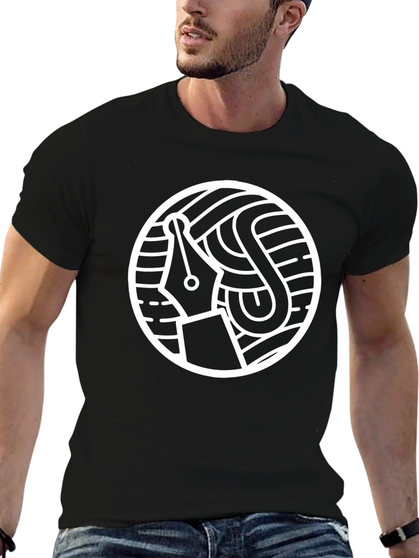 Unique Fountain Pen Graphic Tee - Black