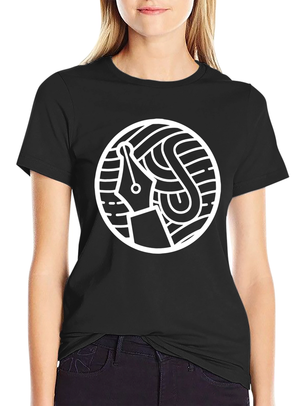 Unique Fountain Pen Graphic Tee - Black
