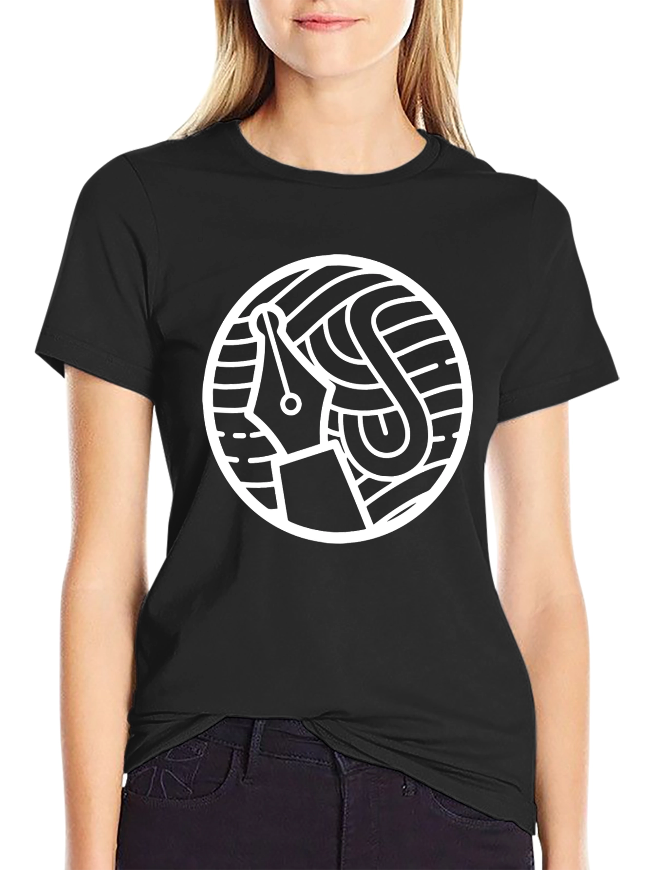Unique Fountain Pen Graphic Tee - Black