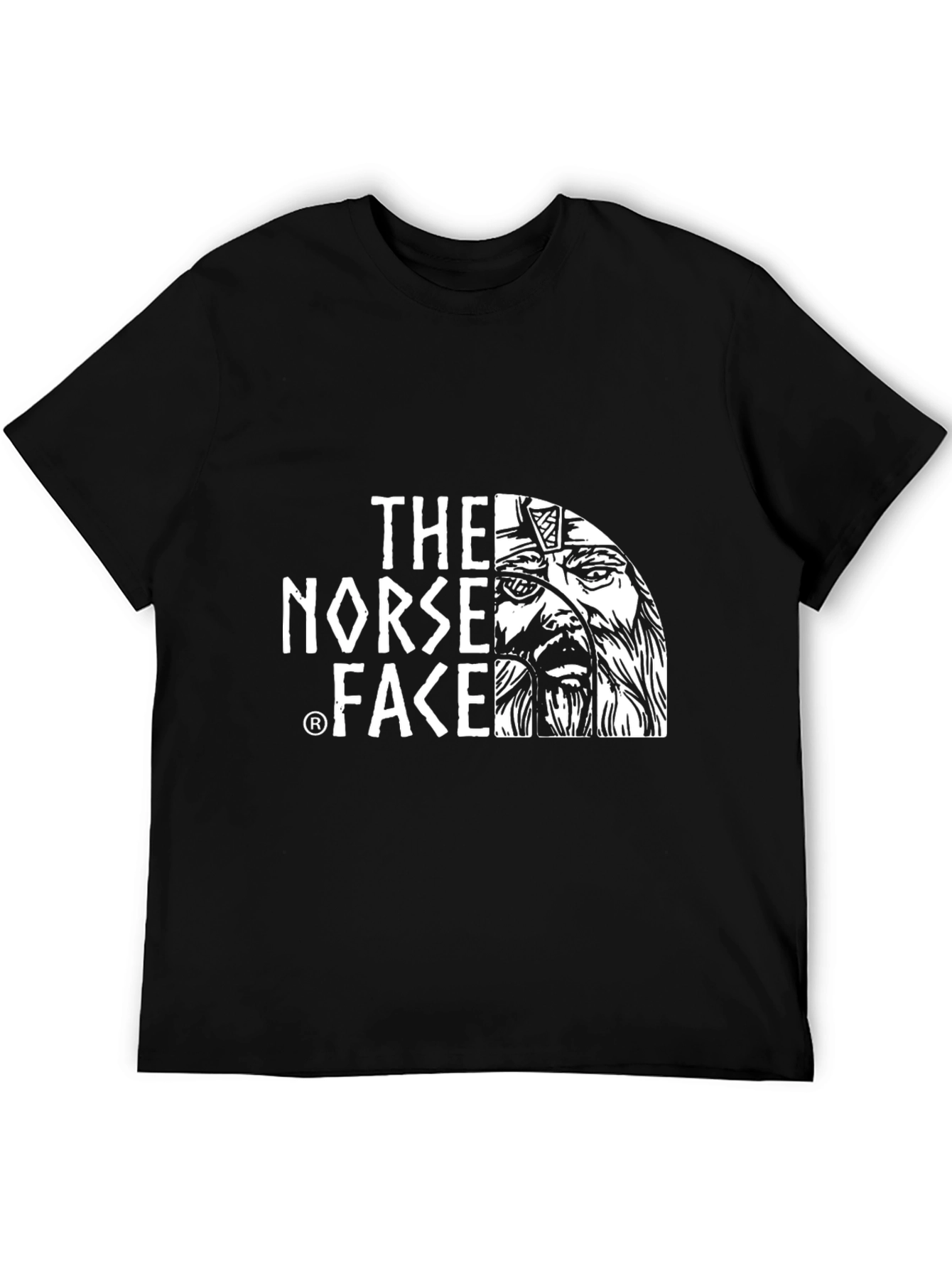 The Norse Face Graphic Tee - Black Viking Style