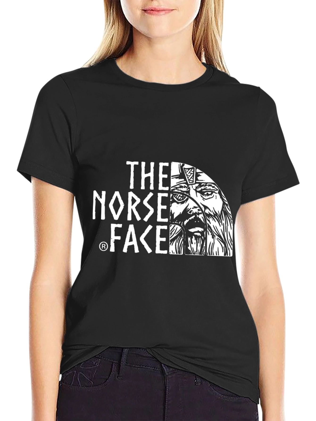 The Norse Face Graphic Tee - Black Viking Style