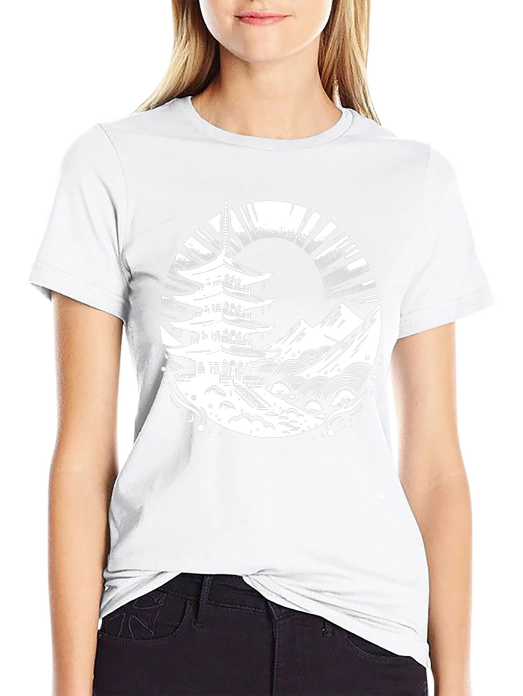 Pagoda Graphic Tee - Stylish Black T-Shirt