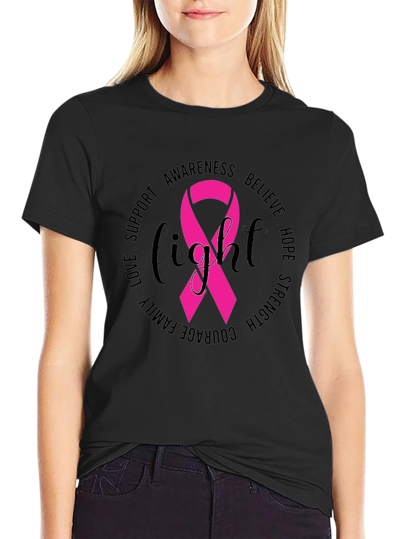 Breast Cancer Awareness Fight Ribbon T-Shirt