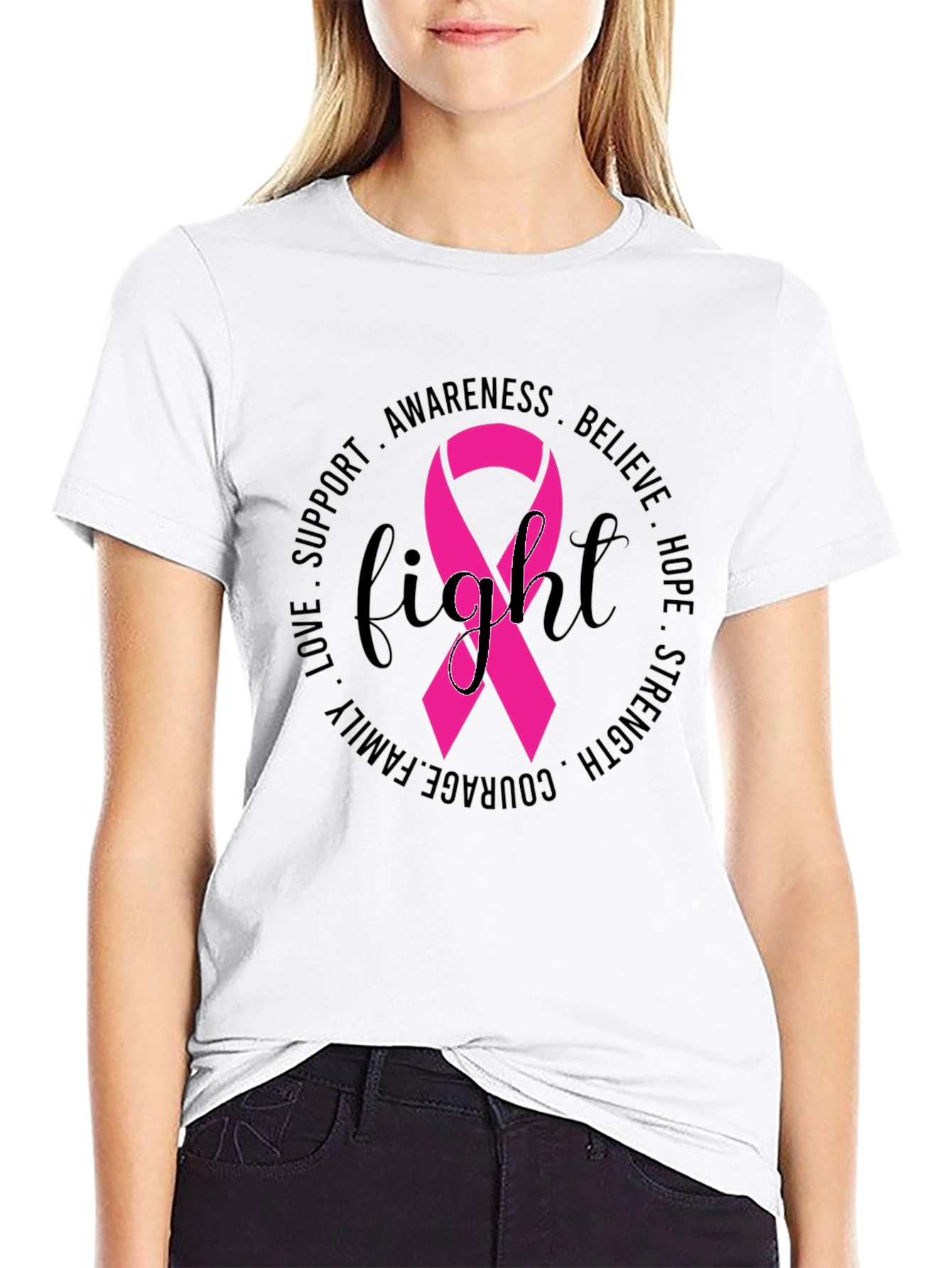 Breast Cancer Awareness Fight Ribbon T-Shirt