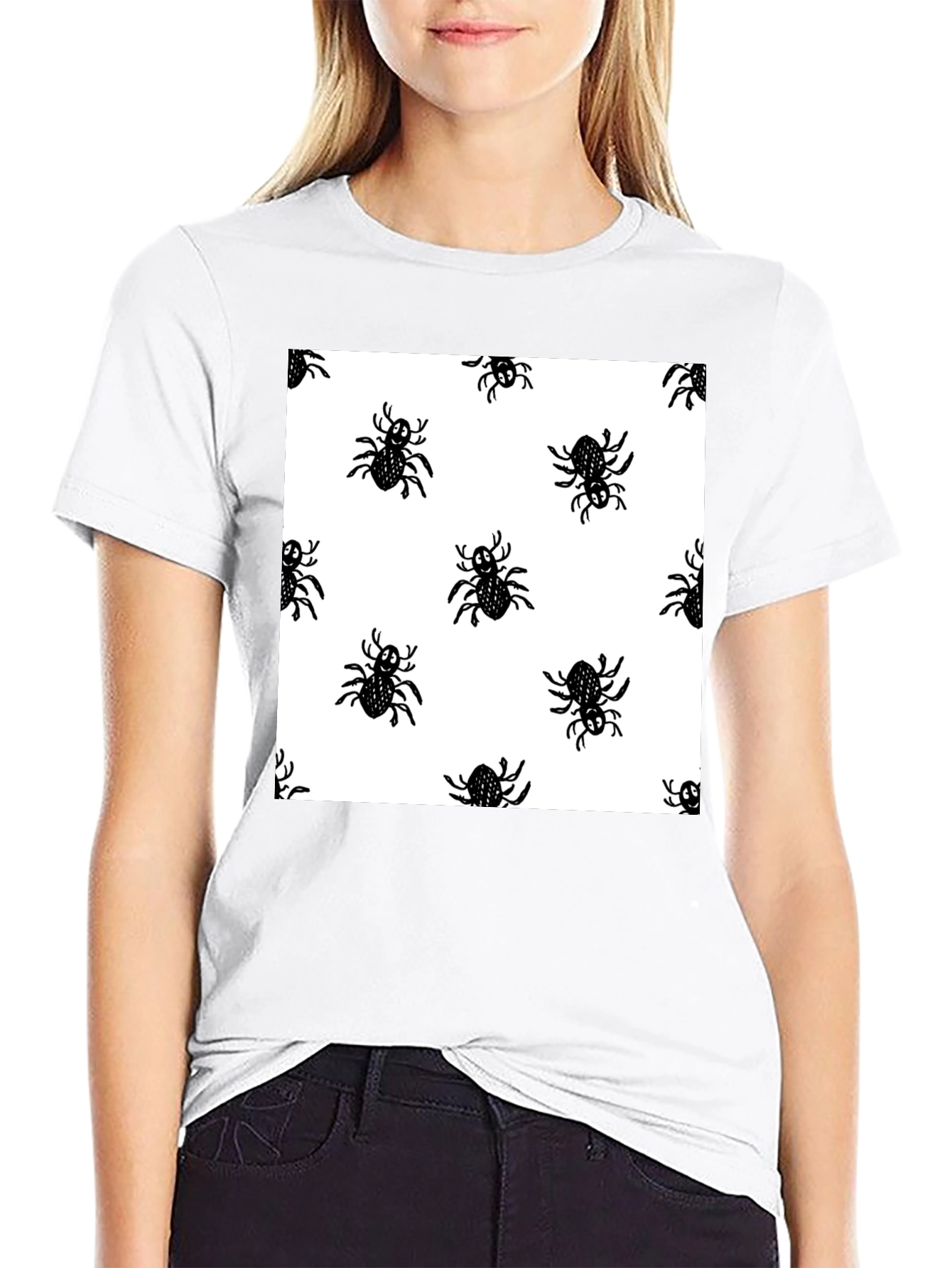 Spider Pattern Black T-Shirt - Halloween Fun!