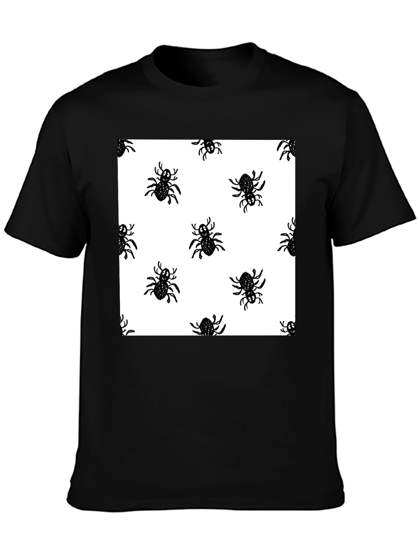 Spider Pattern Black T-Shirt - Halloween Fun!