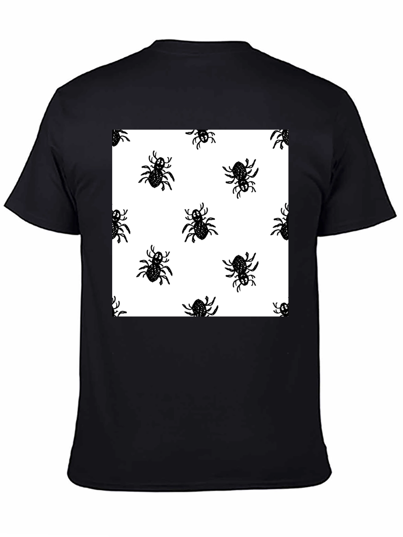 Spider Pattern Black T-Shirt - Halloween Fun!