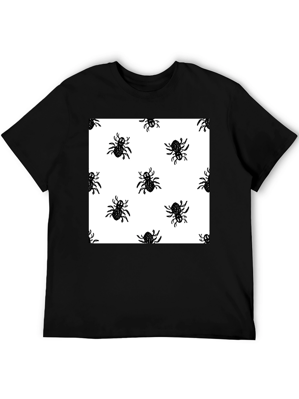 Spider Pattern Black T-Shirt - Halloween Fun!
