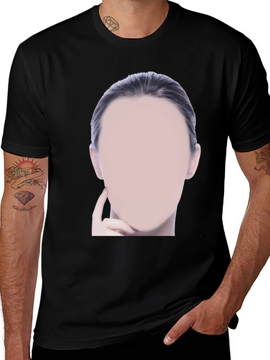Black Graphic Tee - Mystery Woman Design