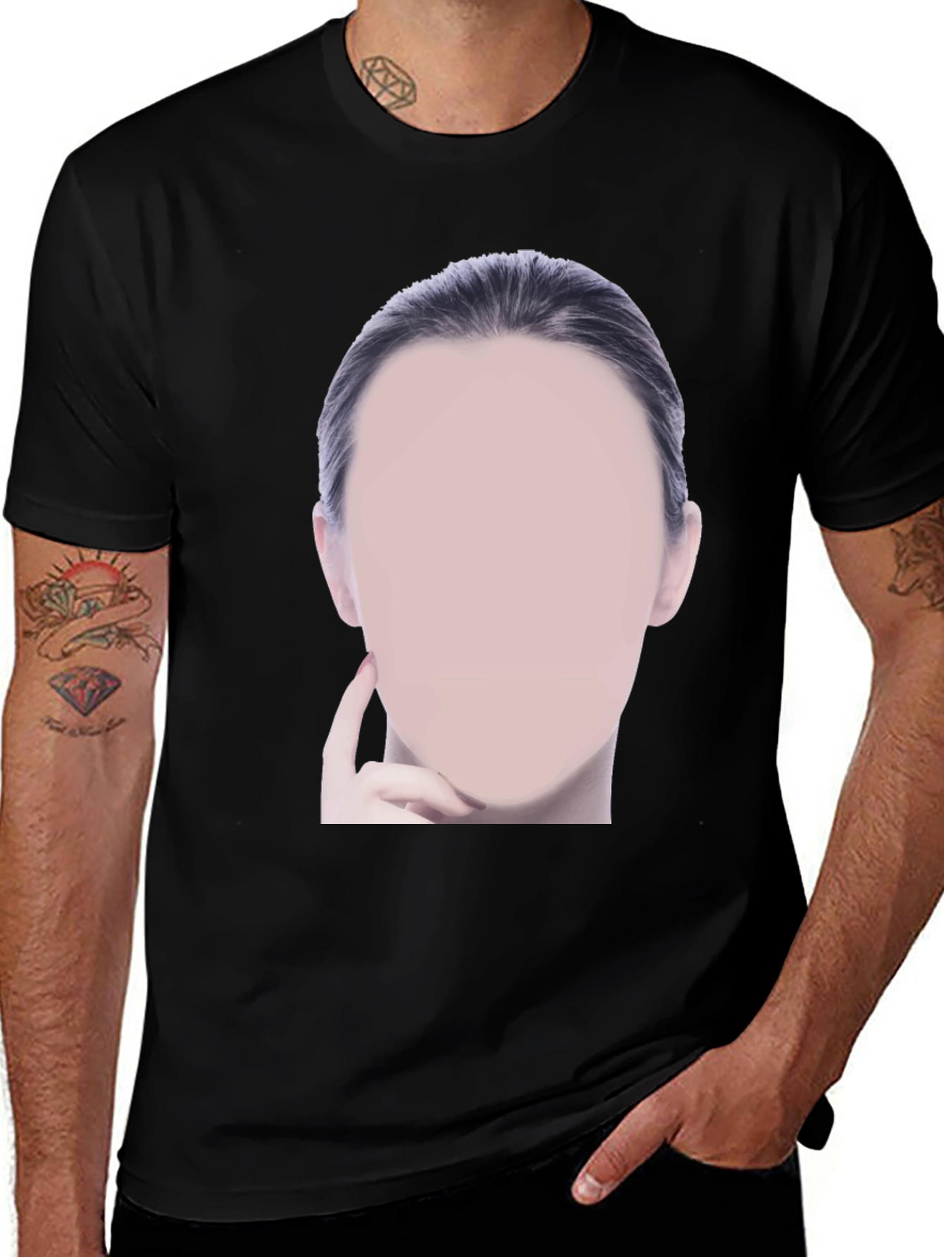 Black Graphic Tee - Mystery Woman Design