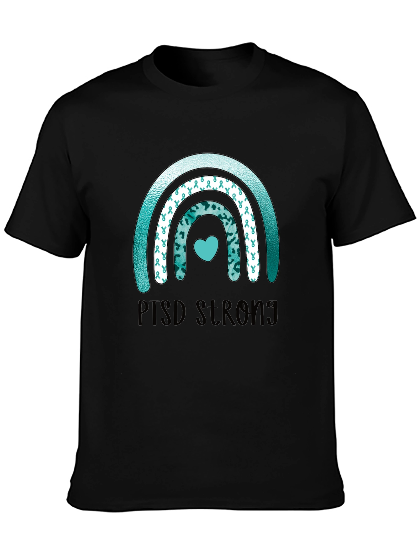 PTSD Strong Ribbon Rainbow T-Shirt