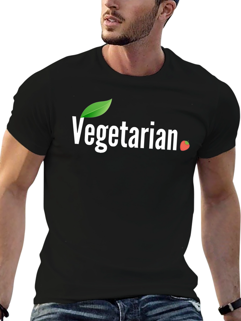 Vegetarian T-Shirt with Leaf & Berry Design