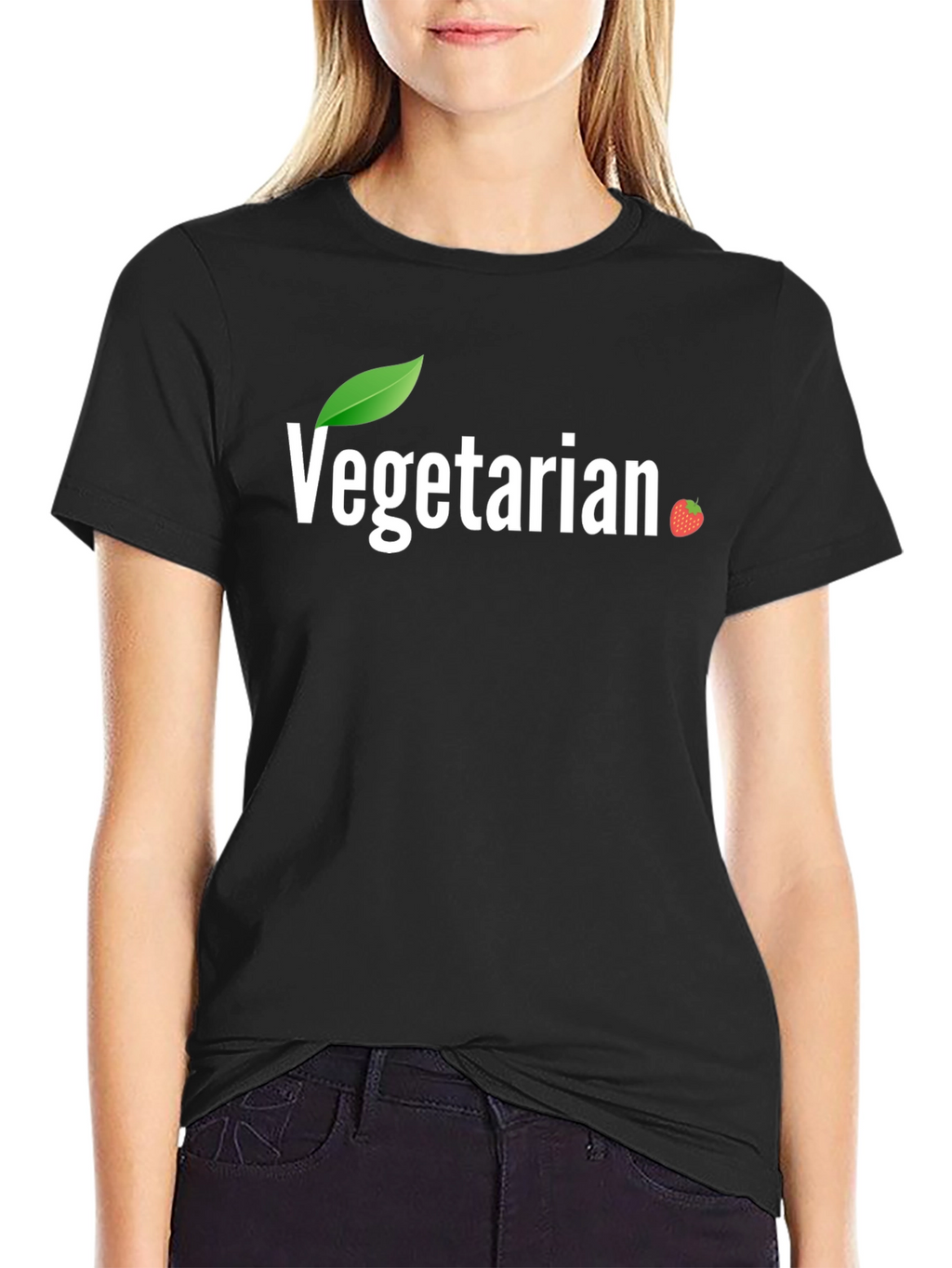 Vegetarian T-Shirt with Leaf & Berry Design