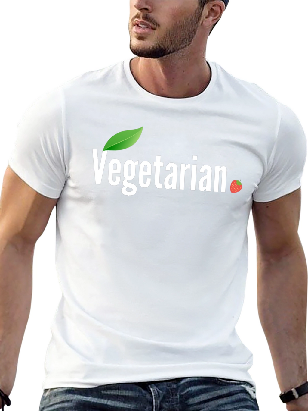 Vegetarian T-Shirt with Leaf & Berry Design