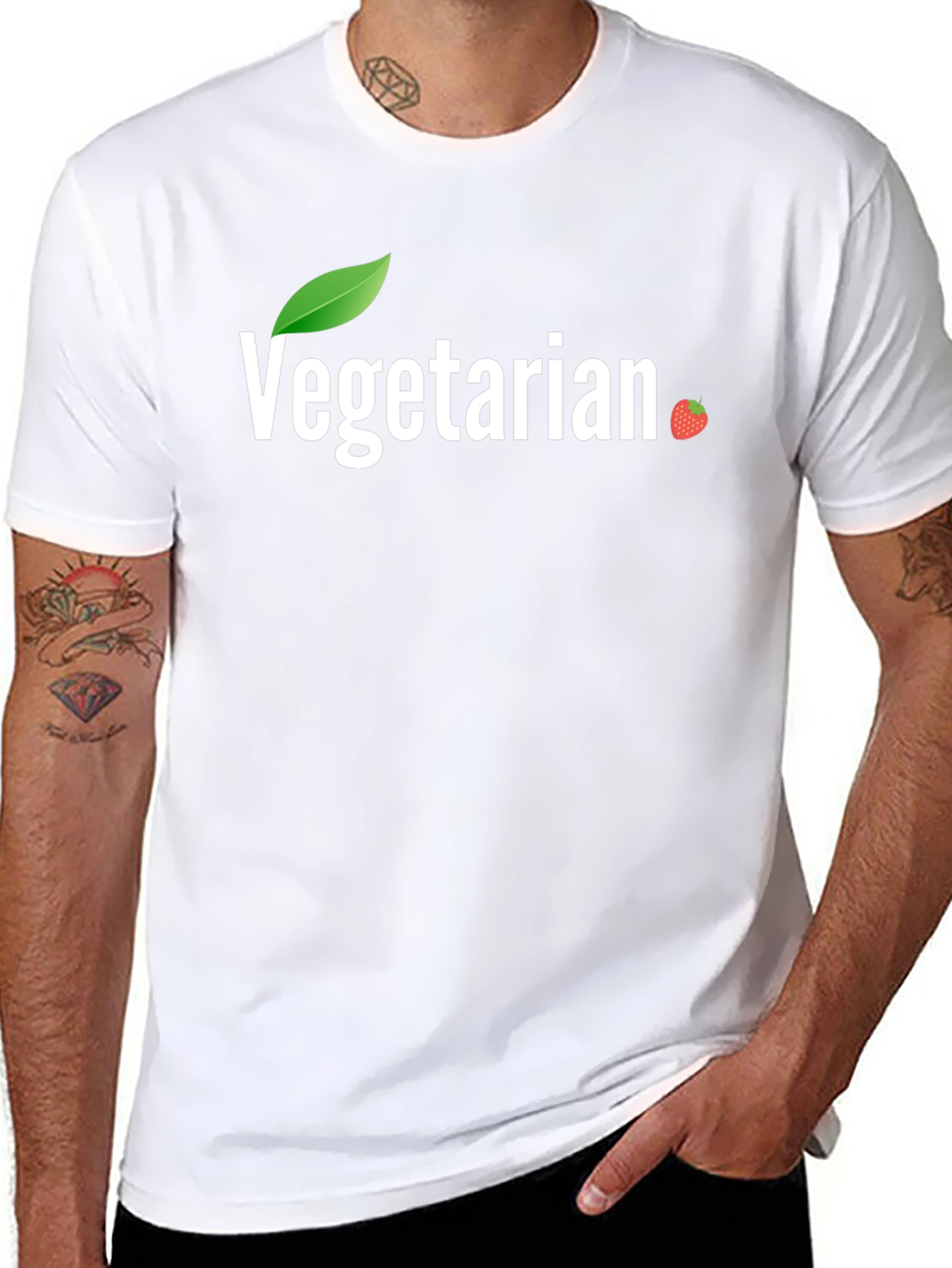 Vegetarian T-Shirt with Leaf & Berry Design