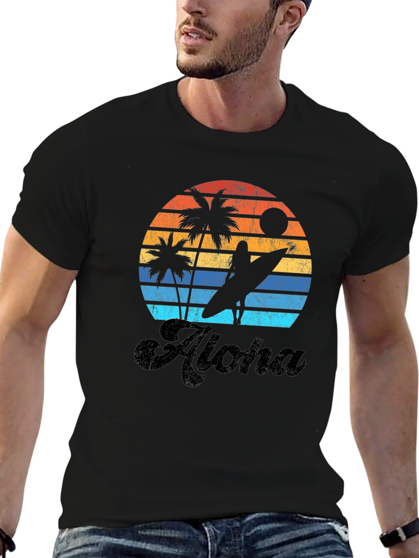 Retro Aloha Sunset Graphic T-Shirt