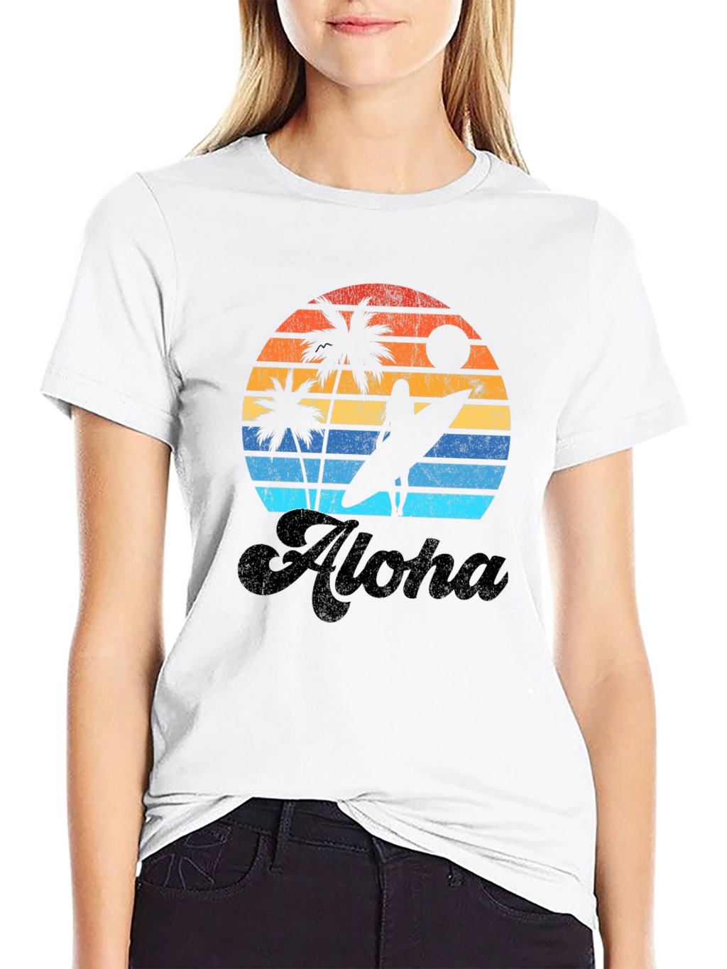 Retro Aloha Sunset Graphic T-Shirt