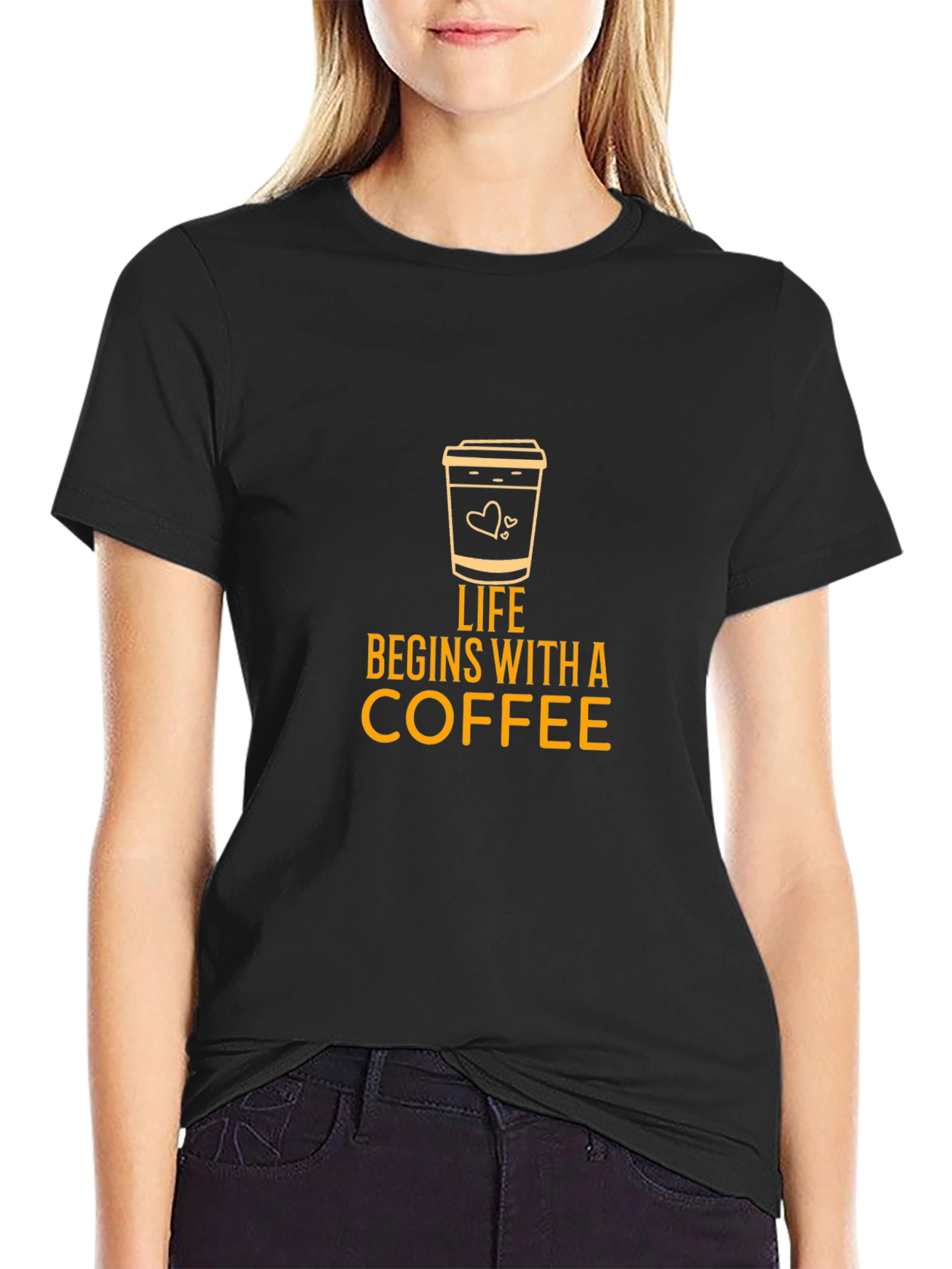 Life Begins With Coffee Graphic Tee - Black
